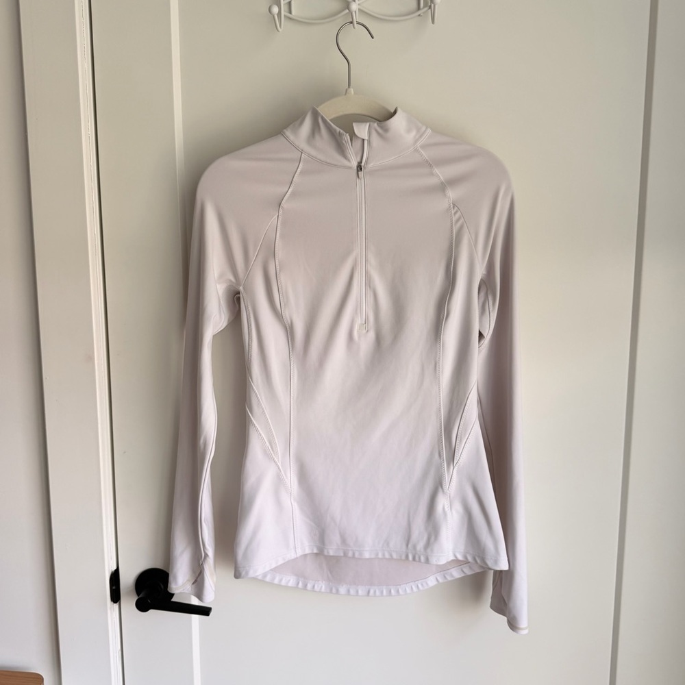 Athleta White Quarter Zip Pullover | Long Sleeve Athletic Top | Running Yoga Gym - Picture 2 of 10